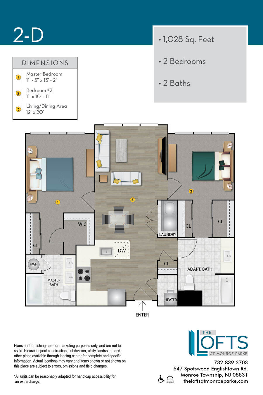 The Lofts at Monroe Park Apartment Floor Plan 2D